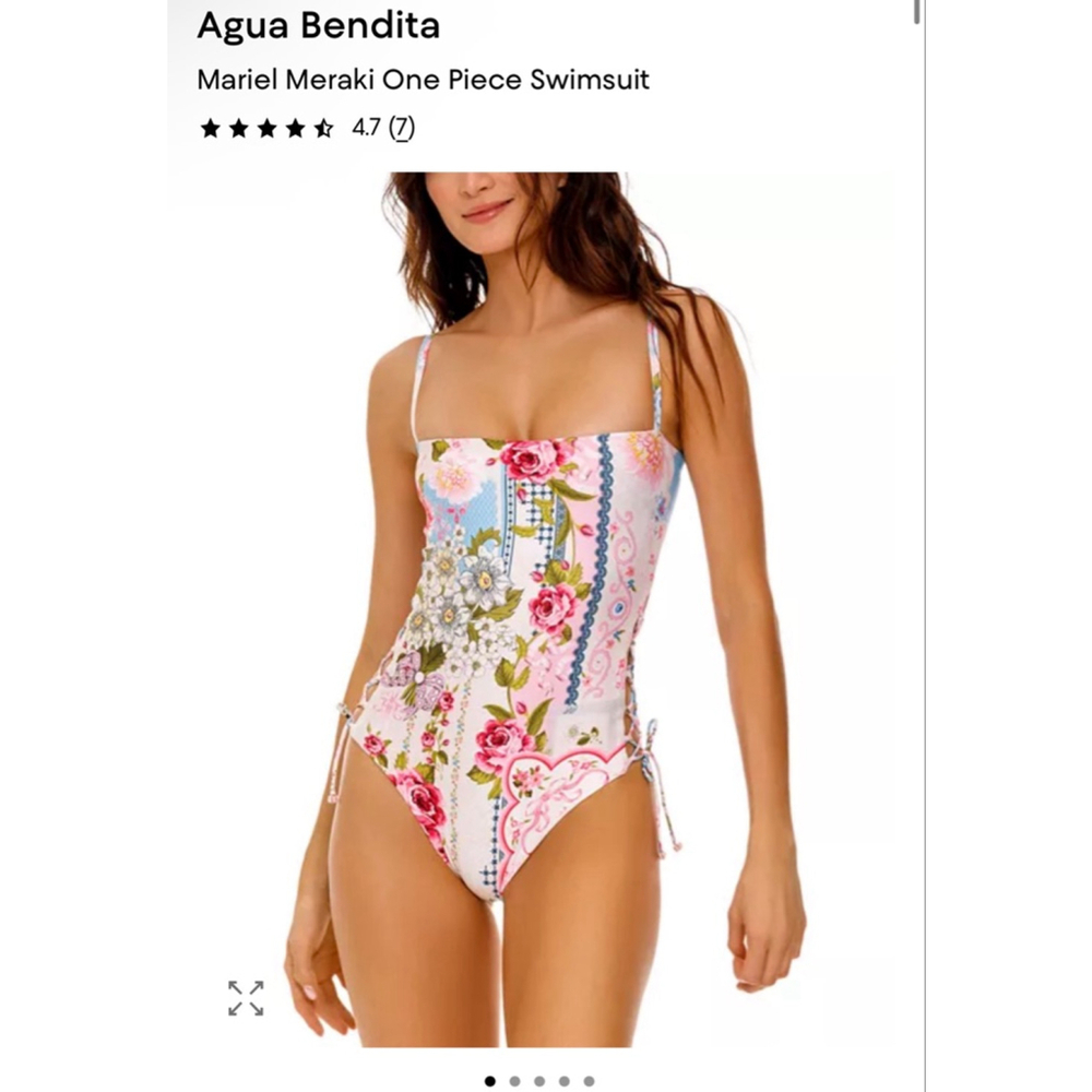 NWT Agua Bendita Meriel Meraki M Floral Print One Piece Reversible Swimsuit - Picture 4 of 10